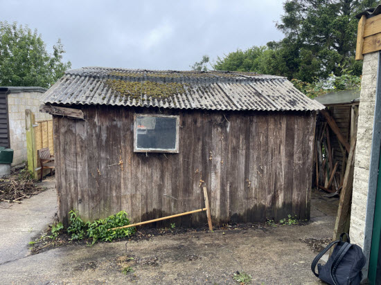 shed with asbestos roof