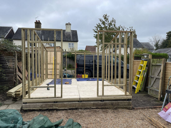 Shed walls in place
