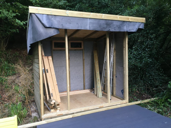 Shed walls and roof in place
