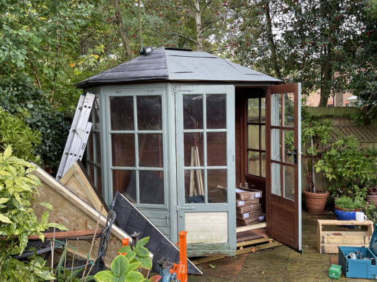 First roof panels installed