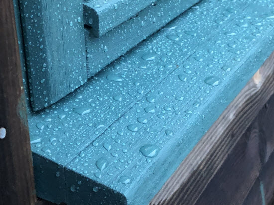 shed window after coating in exterior woodstain