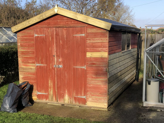 shed needing a coat of exterior woodstain
