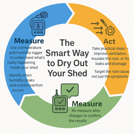 Experimental cycle to reduce damp in a shed