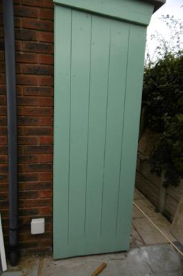 End view of lean to shed