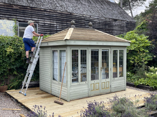 Malvern summerhouse with timber slat roof
