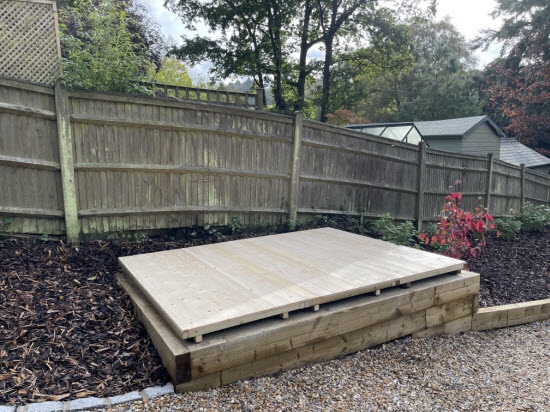 completed shed floor supported on shed bearers