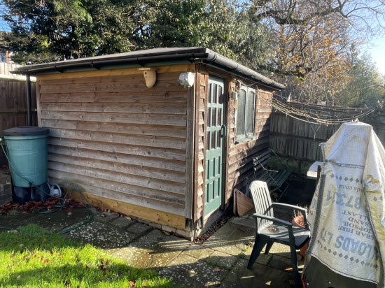 The shed that I was measuring for shed damp