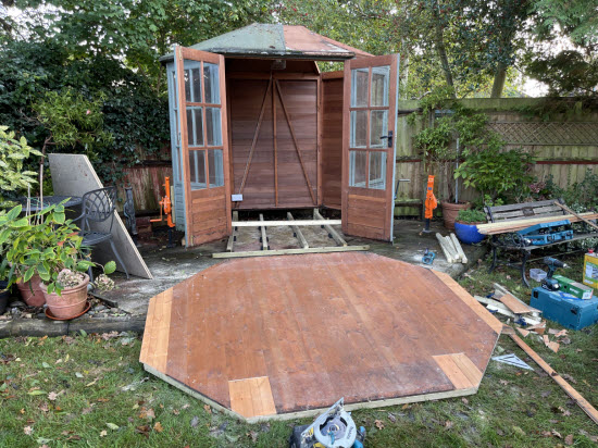 Shed roof under construction