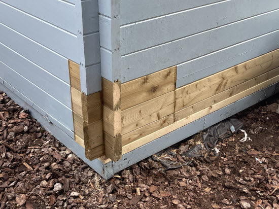 Shed roof under construction